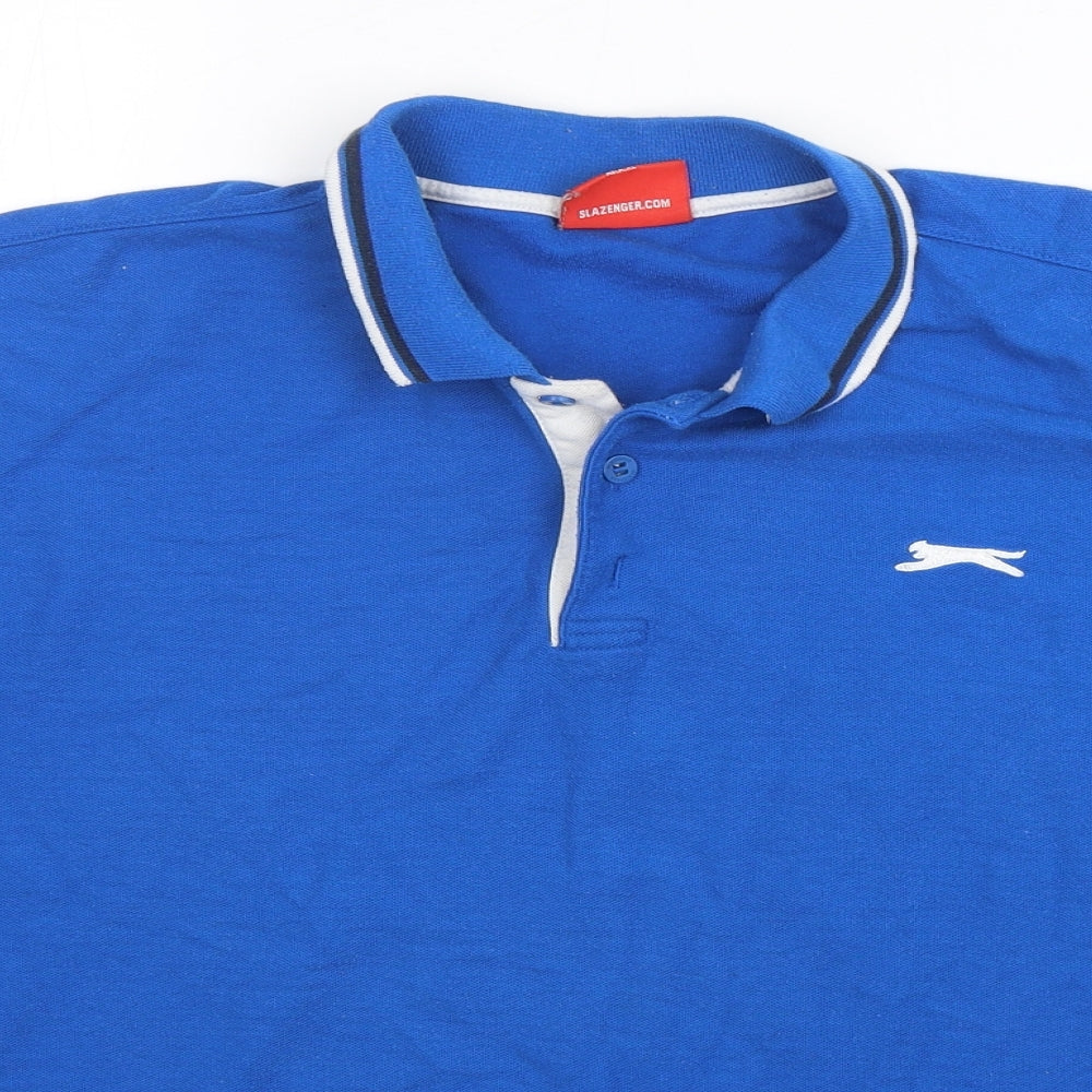Slazenger Mens Blue Polyester Polo Size L Collared Pullover