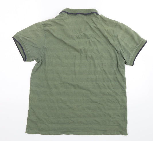 Easy Mens Green Cotton Polo Size L Collared Pullover