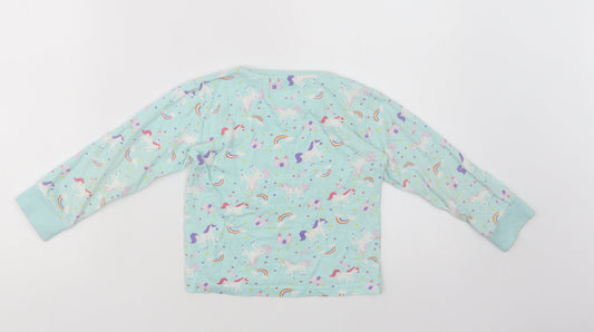 Crafted Girls Green Geometric Cotton Top Pyjama Top Size 3-4 Years - Unicorns And Rainbows