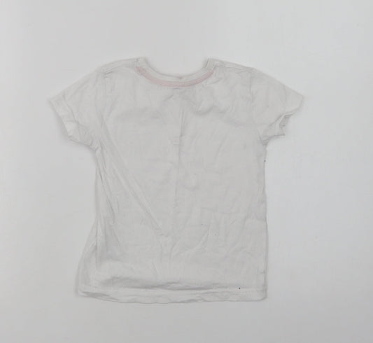 Dunnes Stores Girls White Cotton Basic T-Shirt Size 3 Years Crew Neck