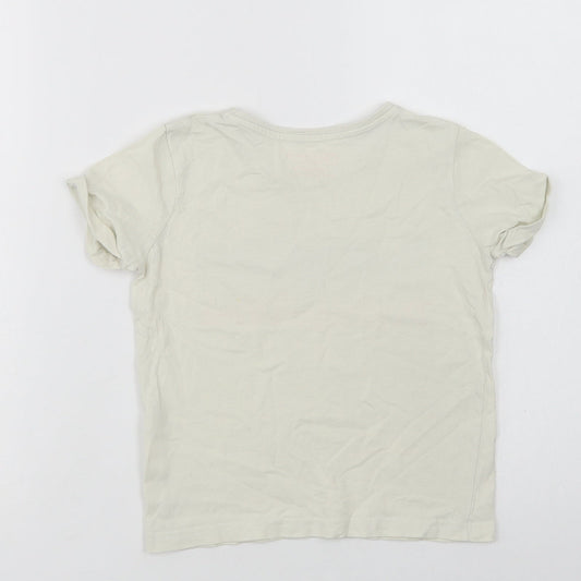 Primark Girls Ivory Cotton Basic T-Shirt Size 7-8 Years Crew Neck - Positive Vibes