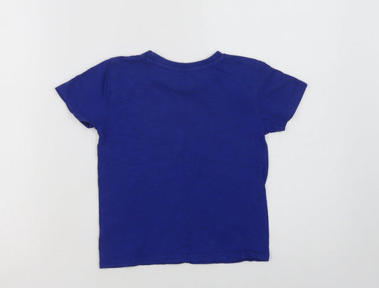 Dunnes Boys Blue Cotton Basic T-Shirt Size 5 Years Crew Neck