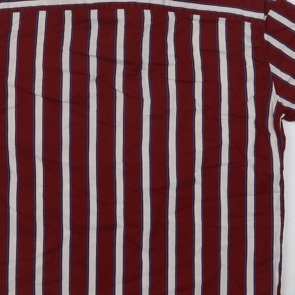 Netplay Mens Red Striped Cotton Button-Up Size S Collared Button