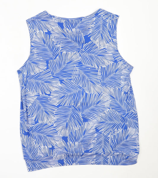 JoJo Maman Bébé Womens Blue Viscose Basic Tank Size L Round Neck