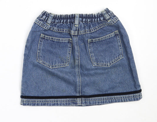 NEXT Girls Blue Cotton Mini Skirt Size 7 Years Regular