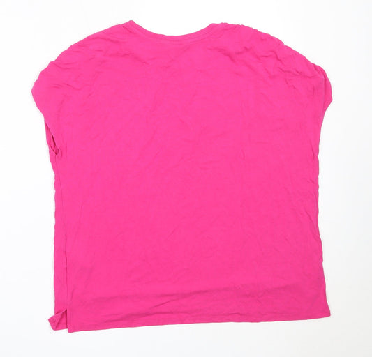 New Look Womens Pink Viscose Basic T-Shirt Size 14 Round Neck