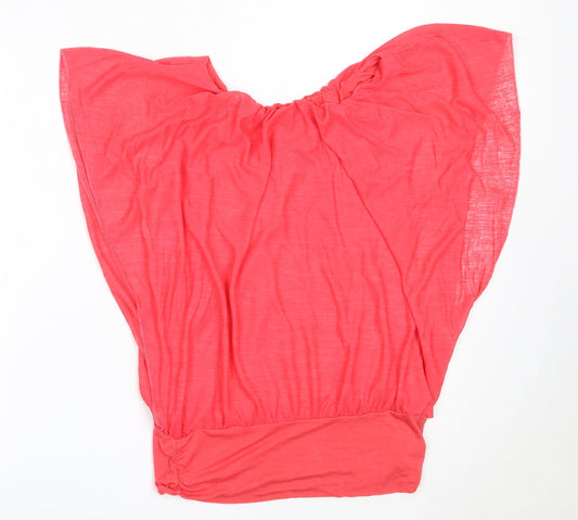 V London Womens Red Viscose Basic Blouse Size M Round Neck