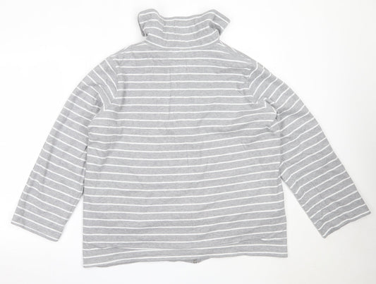 DASH Womens Grey Striped Cotton Full Zip Sweatshirt Size 20 Zip