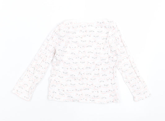 F&F Boys White Geometric Cotton Basic Casual Size 12-18 Months Crew Neck Pullover - cats