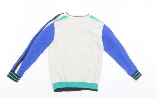 Catimini Boys Blue Crew Neck Acrylic Pullover Jumper Size 5 Years Pullover