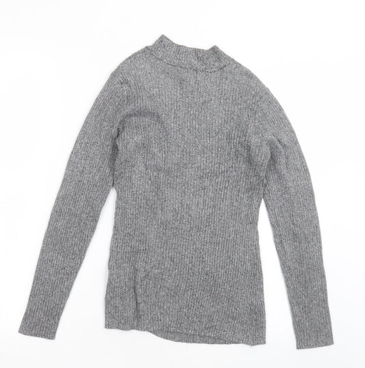 H&M Womens Grey High Neck Viscose Pullover Jumper Size M
