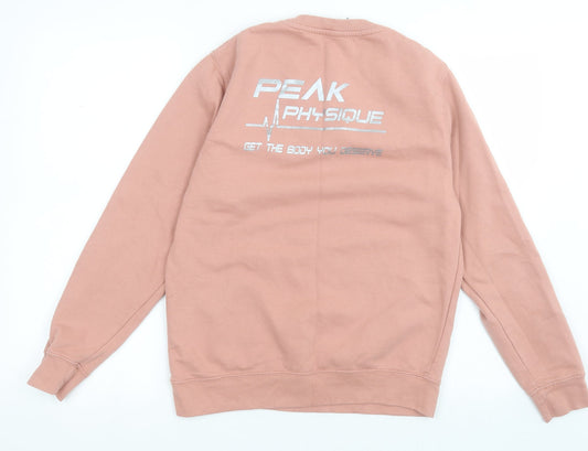 Awdis Womens Pink Cotton Pullover Sweatshirt Size S Pullover - peak physique