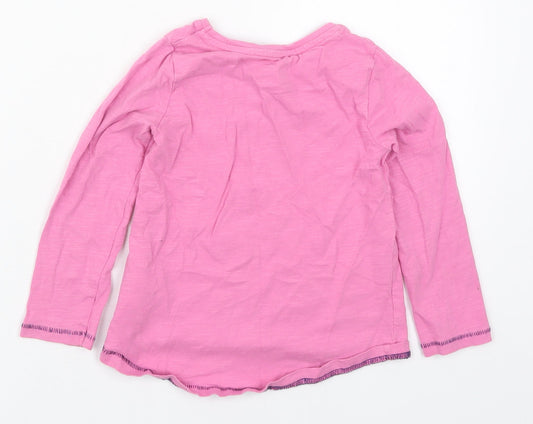 Mothercare Girls Pink Cotton Basic T-Shirt Size 3-4 Years Crew Neck Pullover