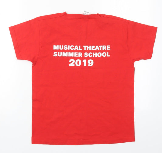 Fruit of the Loom Boys Red Cotton Basic T-Shirt Size 9-10 Years Crew Neck Pullover - Riverside Theatre Musical Theatre Summer School 2019