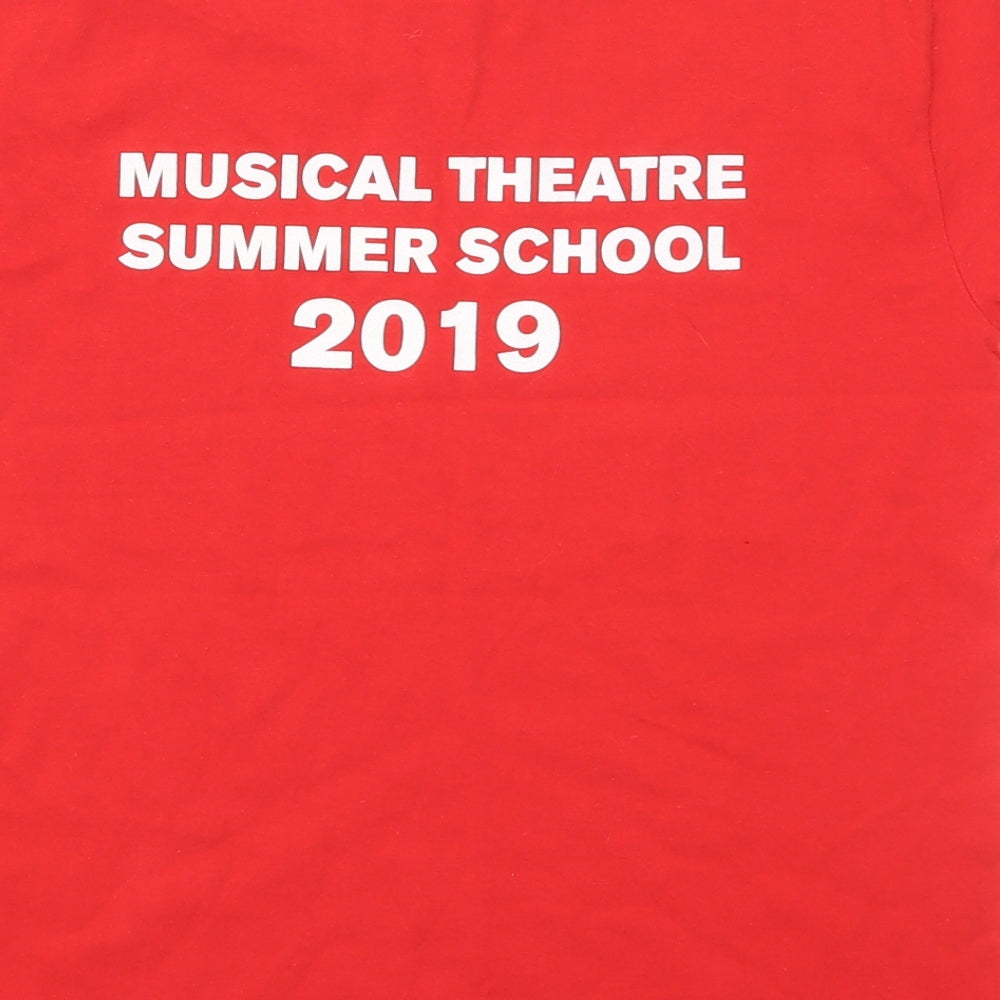 Fruit of the Loom Boys Red Cotton Basic T-Shirt Size 9-10 Years Crew Neck Pullover - Riverside Theatre Musical Theatre Summer School 2019