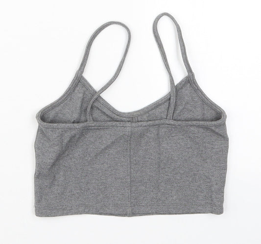 Topshop Womens Grey Viscose Cropped Tank Size 8 V-Neck