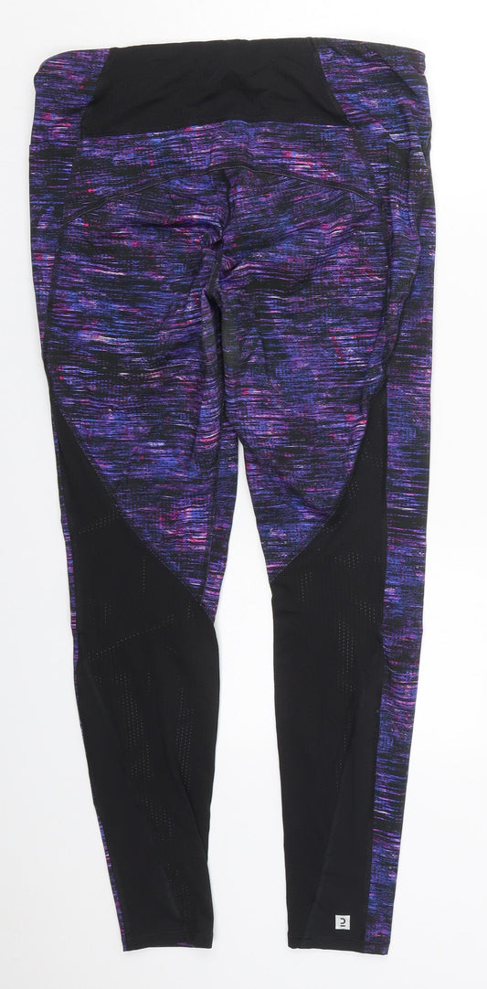 DOMYOS Womens Purple Polyester Compression Leggings Size 33 in L30 in Regular