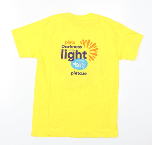 Fruit of the Loom Boys Yellow Cotton Basic T-Shirt Size S Crew Neck Pullover - Darkness Into Light Electric Ireland