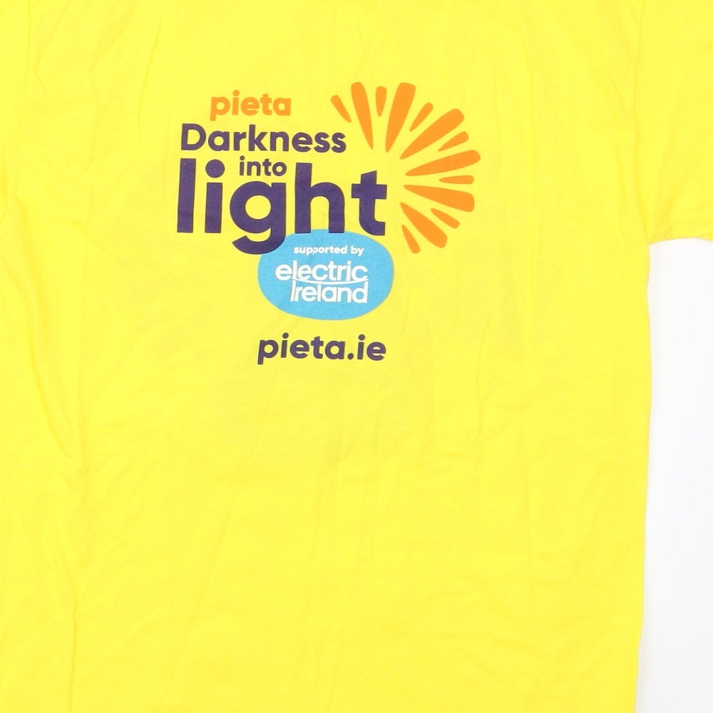 Fruit of the Loom Boys Yellow Cotton Basic T-Shirt Size S Crew Neck Pullover - Darkness Into Light Electric Ireland