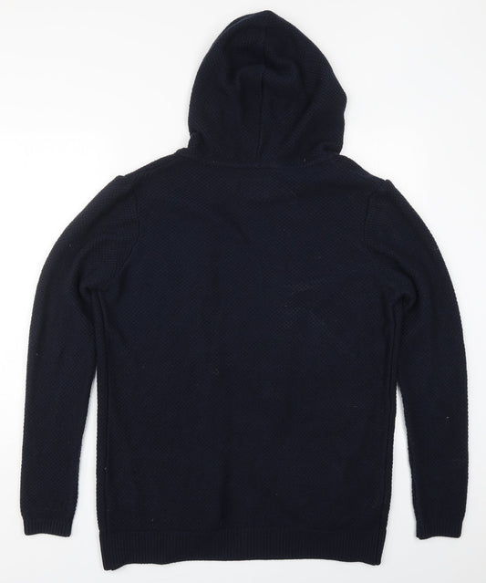 Topman Mens Blue High Neck Cotton Cardigan Jumper Size XS