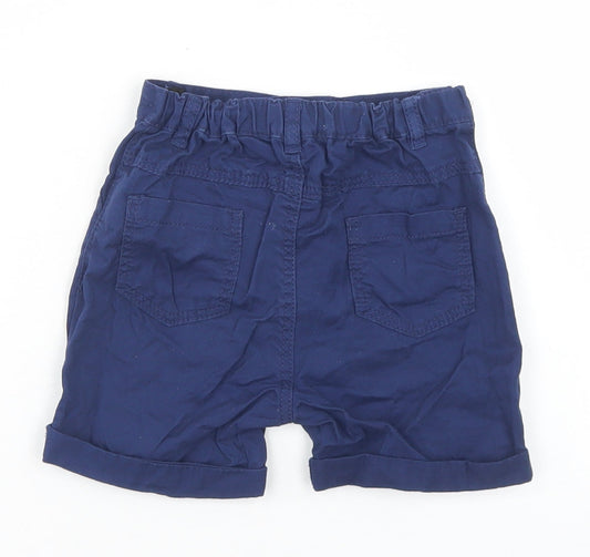 Marks and Spencer Boys Blue Cotton Cropped Trousers Size 12-18 Months Snap