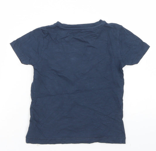 Mothercare Boys Blue Cotton Basic T-Shirt Size 3-4 Years Crew Neck - Living Legend