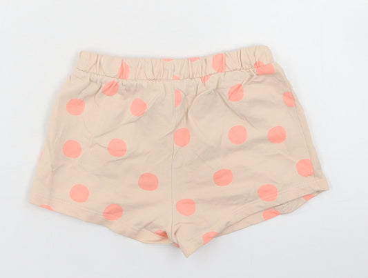 Matalan Girls Beige Polka Dot Cotton Sweat Shorts Size 5-6 Years Regular