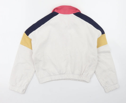 Primark Girls White Colourblock Cotton Pullover Sweatshirt Size 8-9 Years - Cropped