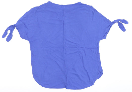 River Island Womens Blue Viscose Basic Blouse Size 8 Round Neck - Cold Shoulder