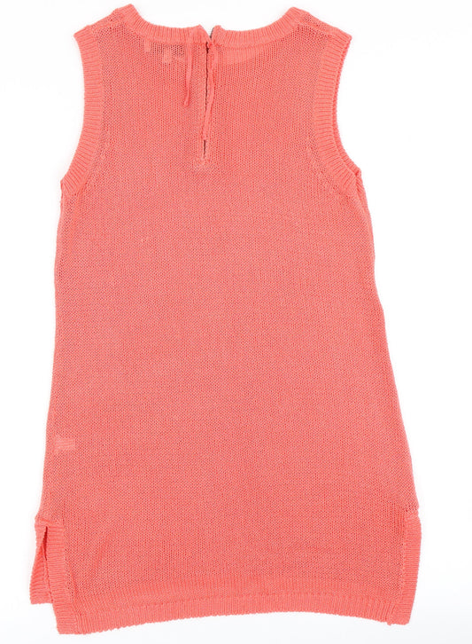 NEXT Womens Orange Polyester Basic T-Shirt Size 10 Round Neck
