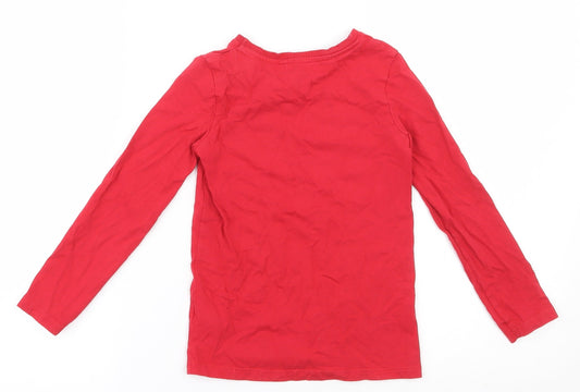 Next Girls Red 100% Cotton Basic T-Shirt Size 5 Years Round Neck Pullover