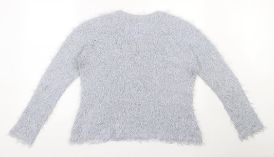 Peacocks Womens Blue Round Neck Polyester Pullover Jumper Size L