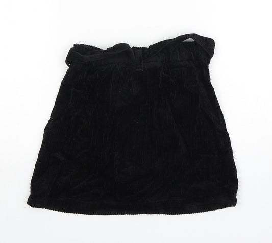 NEXT Girls Black Cotton A-Line Skirt Size 9 Years Regular Button