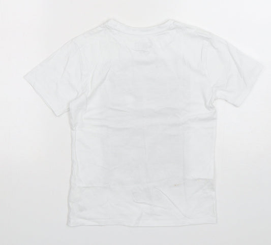 NEXT Boys White Cotton Basic T-Shirt Size 7 Years Round Neck Pullover
