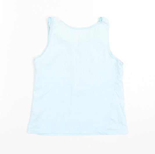 George Girls Blue Cotton Basic Tank Size 8-9 Years Round Neck Pullover
