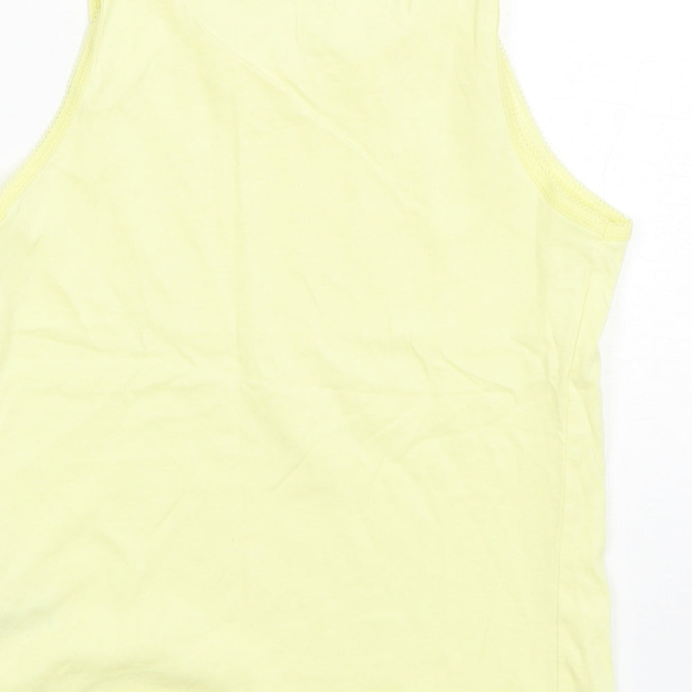 George Girls Yellow Cotton Basic Tank Size 8-9 Years Round Neck Pullover