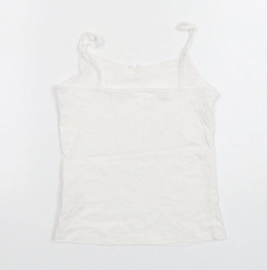 George Girls White Cotton Camisole Tank Size 7-8 Years Round Neck Pullover