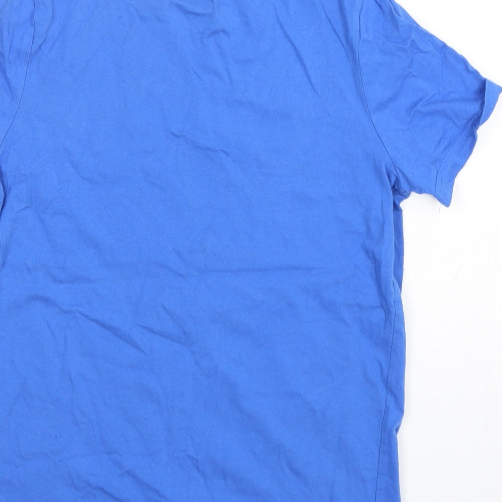 F&F Boys Blue Cotton Basic T-Shirt Size 11-12 Years Round Neck Pullover - Dinosaur Print