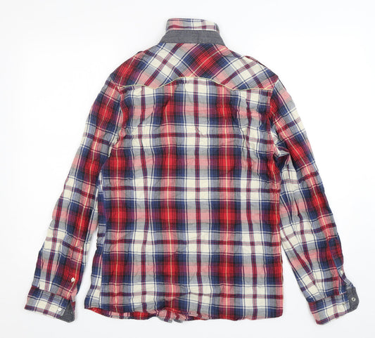 River Island Womens Multicoloured Plaid Cotton Basic Button-Up Size S Collared