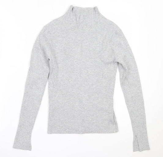 H&M Womens Grey High Neck Viscose Pullover Jumper Size S
