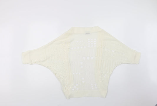 Internacionale Womens Ivory V-Neck Acrylic Cardigan Jumper One Size