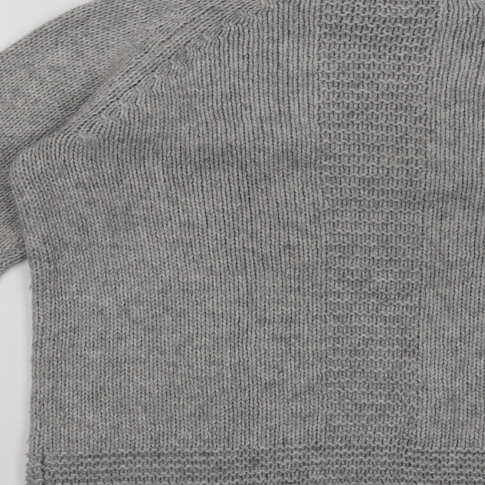 Marks and Spencer Womens Grey Mock Neck Acrylic Pullover Jumper Size 8