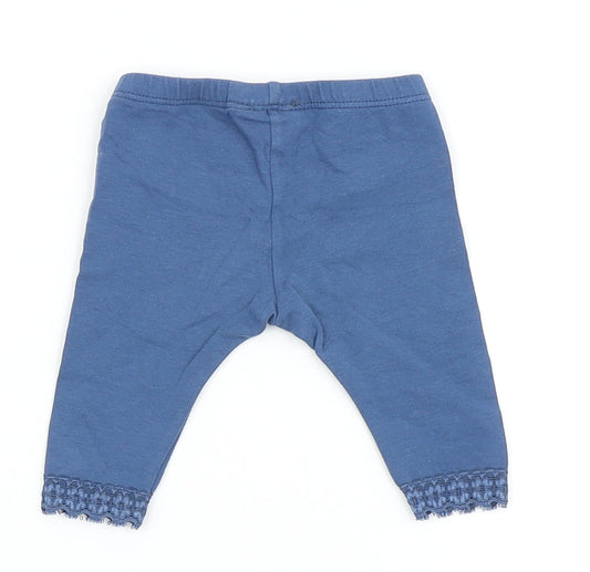 United Colors of Benetton Girls Blue Cotton Jogger Leggings Size 0-3 Months