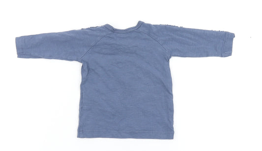 name it Girls Blue Cotton Basic T-Shirt Size 0-3 Months Round Neck Snap - Bunny
