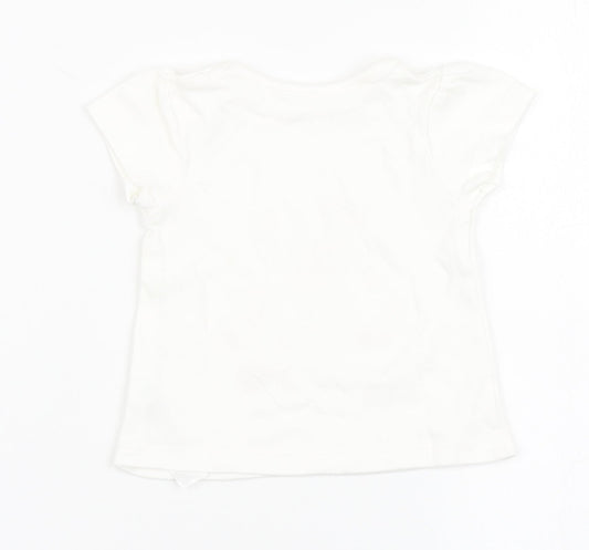 George Girls White 100% Cotton Basic T-Shirt Size Newborn Round Neck - Bambi, Disney