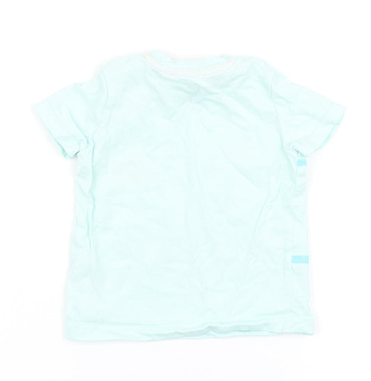 F&F Boys Blue 100% Cotton Basic T-Shirt Size 3-6 Months Round Neck Snap - Let the sun shine