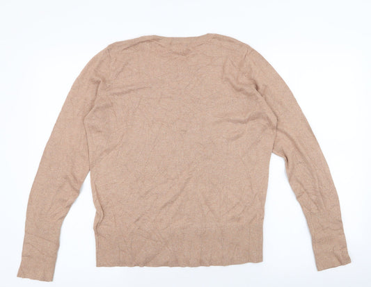 H&M Womens Brown Round Neck Viscose Pullover Jumper Size L