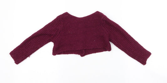 Dunnes Stores Girls Purple Round Neck Acrylic Cardigan Jumper Size 3 Years Button - cropped