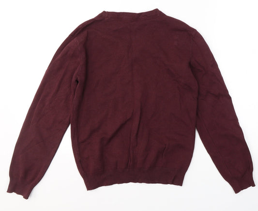 John Lewis Boys Red V-Neck Cotton Cardigan Jumper Size 11-12 Years Button