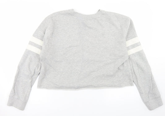 Miss Sefridge Womens Grey Cotton Pullover Sweatshirt Size 14 - Cropped